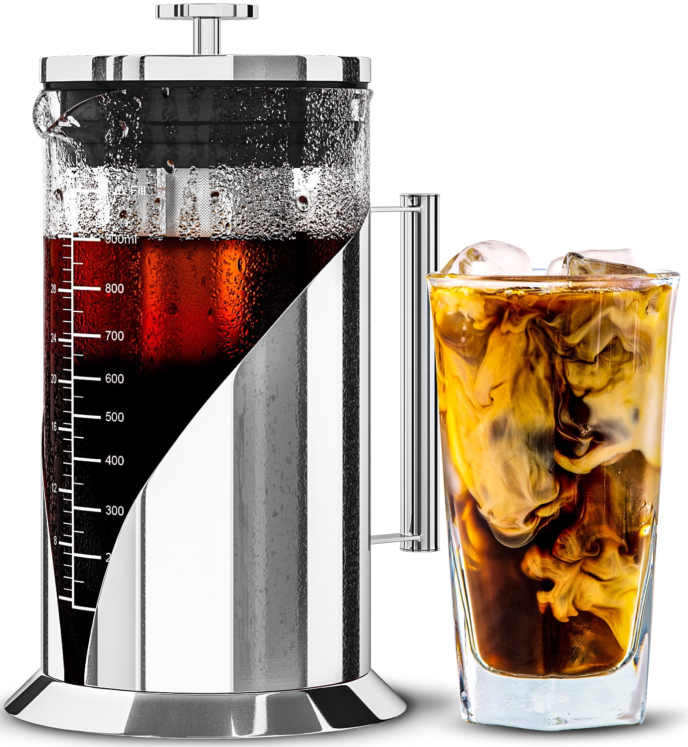 JoyJolt Fresco Cold Brew Iced Coffee Maker Glass Tea 1 Liter-32 oz