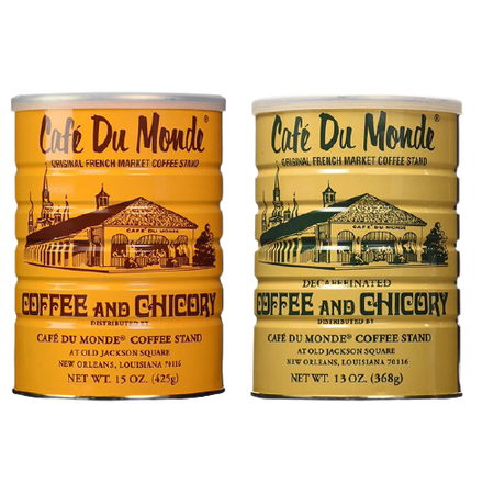 Cafe Du Monde Coffee and Chickory and Decaf Blend Bundle. New Orleans Coffee Bundle Includes One 15 ounce Original Coffee And One 13 Ounce Decaffeinated.