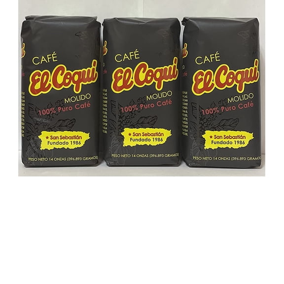 Cafe El Coqui -Puerto Rican Ground Coffee - 14oz- 3pack