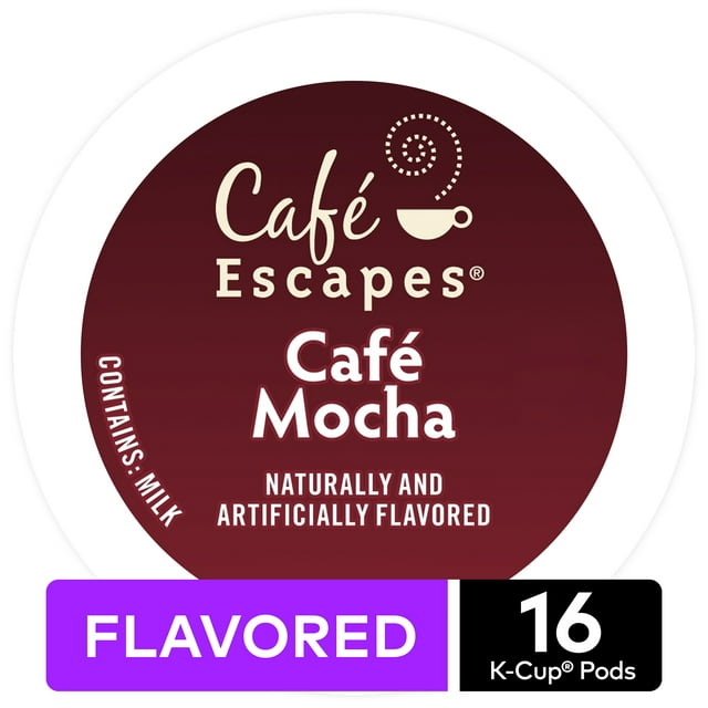 Cafe Escapes Cafe Mocha K-Cup Pods, 16 Count for Keurig Brewers