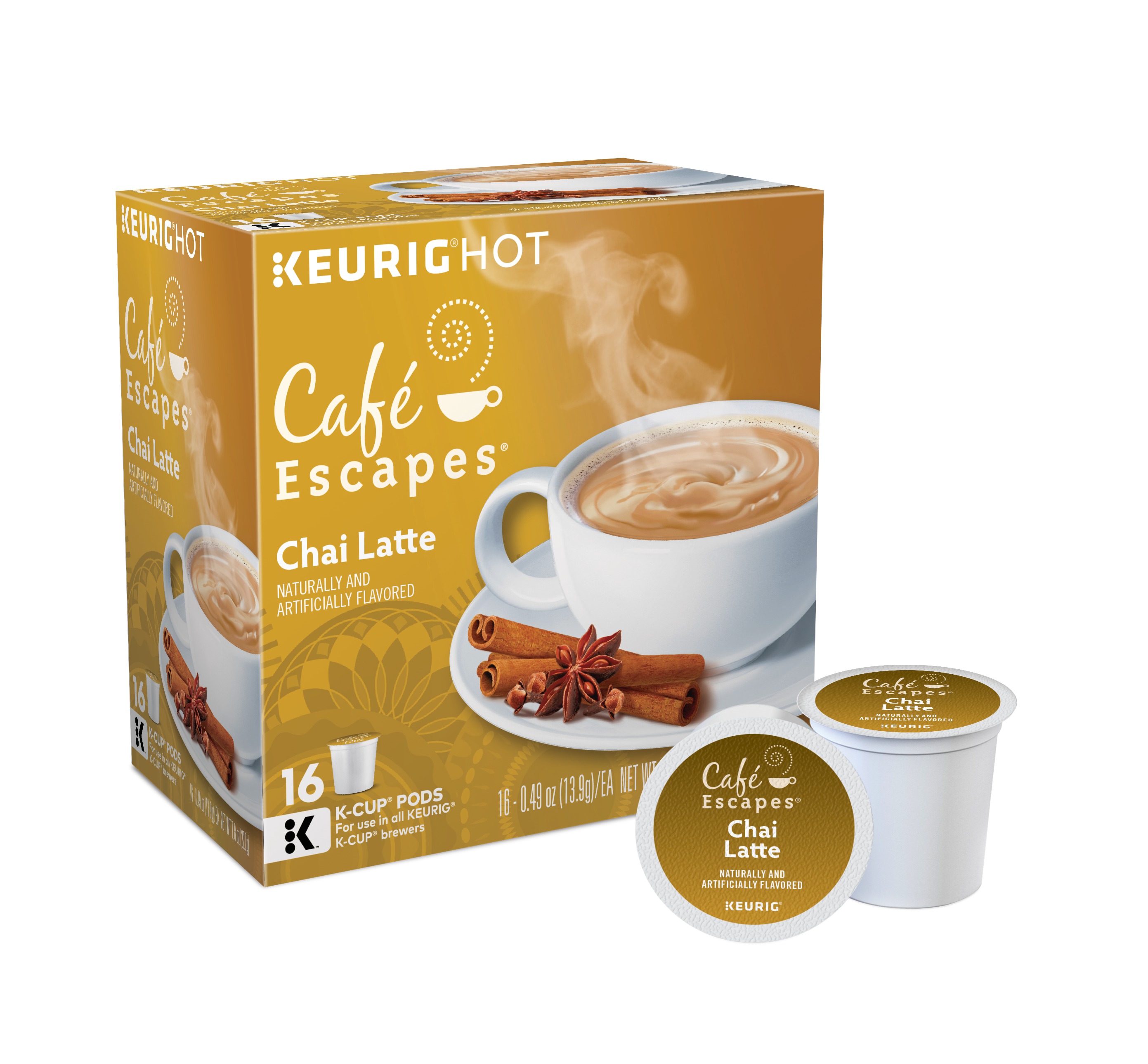 Cafe Escapes Chai Latte, Keurig K-Cup Pods, Contains Milk, 16ct - image 1 of 6