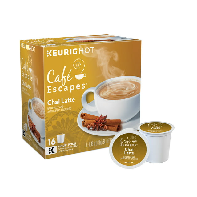 Cafe Escapes Chai Latte, Keurig K-Cup Pods, Contains Milk, 16ct