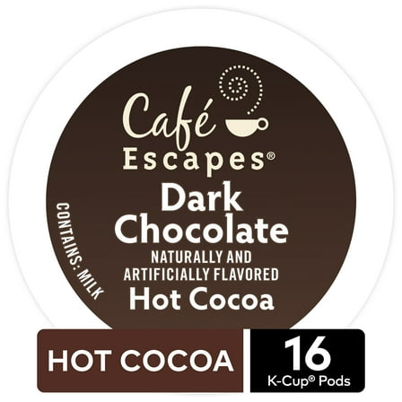 Cafe  Escapes Dark Chocolate Hot Cocoa K-Cup Pods, 16 Count for Keurig Brewers