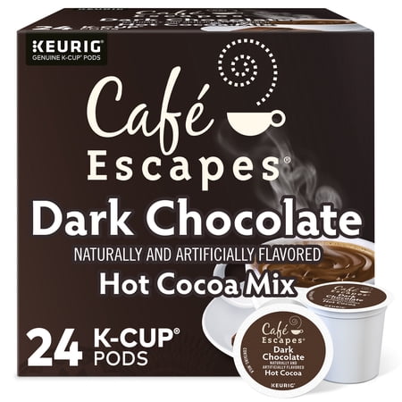 "Cafe Escapes Dark Chocolate Hot Cocoa K-Cups, 24/box | Bundle of 5"