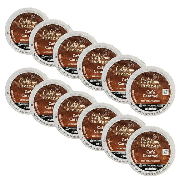 Cafe Escapes Keurig Brewed Cafe Caramel K-Cup Packs - 12 Count (Packaging May Vary)