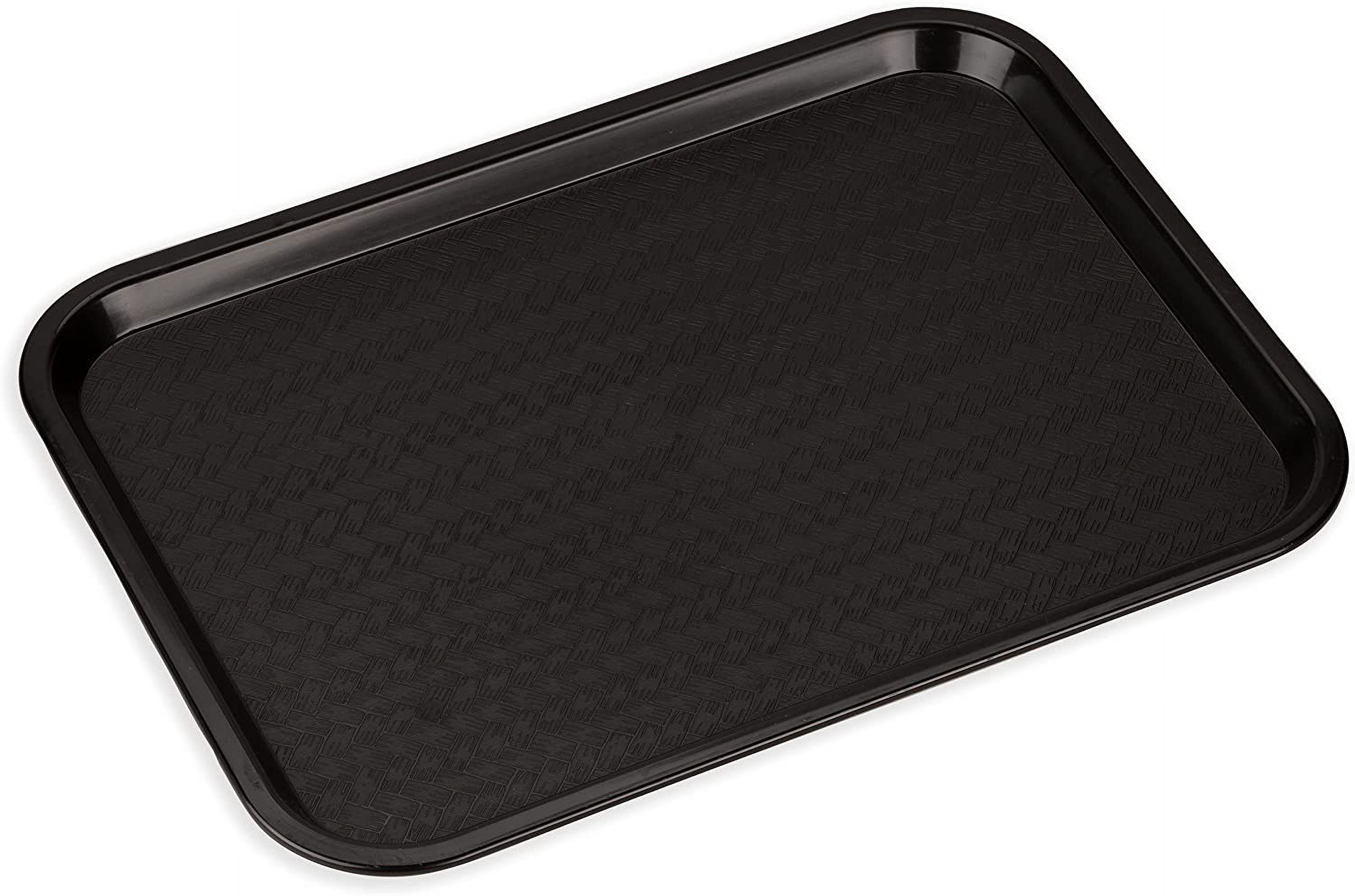 Cafe Fast Food Cafeteria Tray with Patterned Surface for Cafeterias, Fast Food, And Dining Room, Plastic, 17.87 X 14 X 0.98 Inches, Black, (Pack of 12)