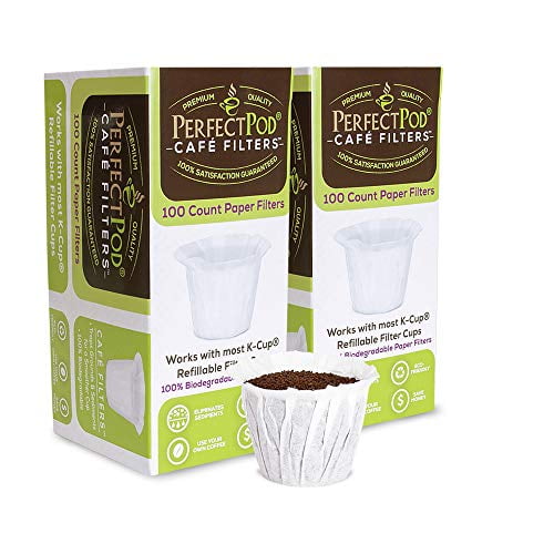 Cafe Filters Paper Liners for Reusable K Cup Coffee Pods by Perfect Pod | Fits All Brands, Compatible With All Refillable Capsules - Disposable Paper Filters (200-Ct)