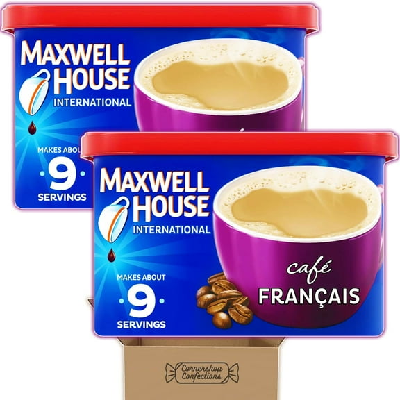 Cafe Francais Maxwell-House International Bundle Pack - 2 Pack, Each Container Is 7.6 Ounces - Cafe Style Beverage Mix - For Breakfast, A Cold Day, An All Nighter in Cornershop Confections Pack