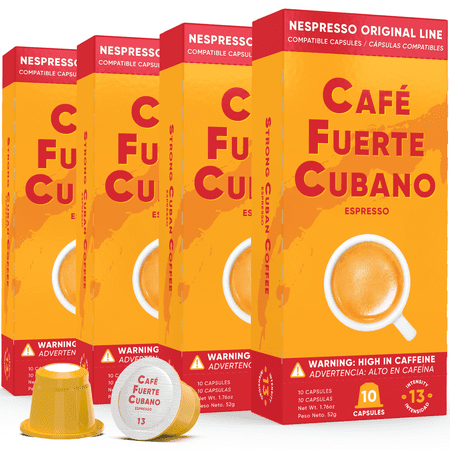 Cafe Fuerte Cubano, Espresso Pods, Nespresso Capsules Compatible with OriginalLine Machines, Intensity 13 (40 Count)