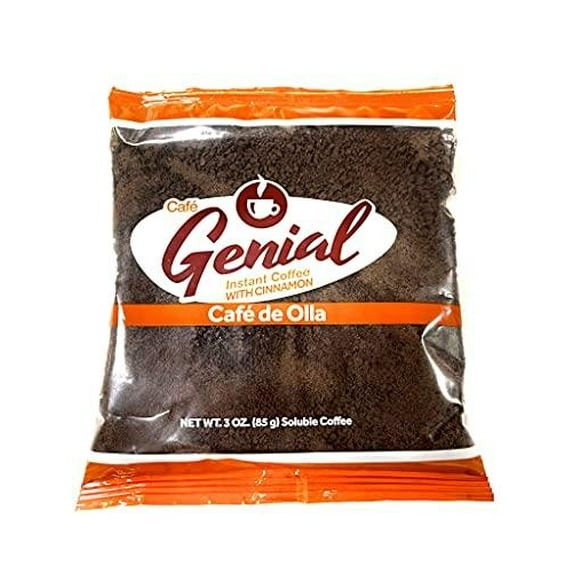 Cafe Genial Instant Coffee with Cinnamon, Cafe de Olla instant Coffee, Soluble Coffee