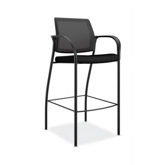 Cafe Height 4-Leg Stool with Arms, Black