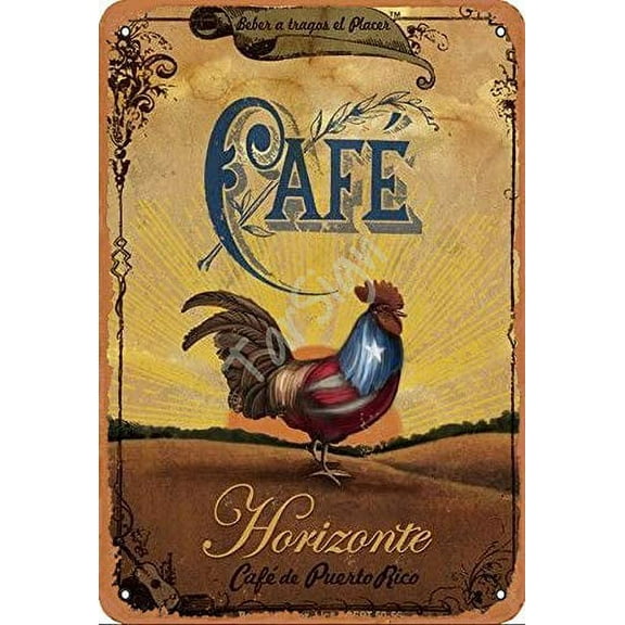 Cafe Horizonte Code Puerto Rico Vintage Tin Sign Logo 12 8 inches Advertising Eye-Catching Wall Decoration
