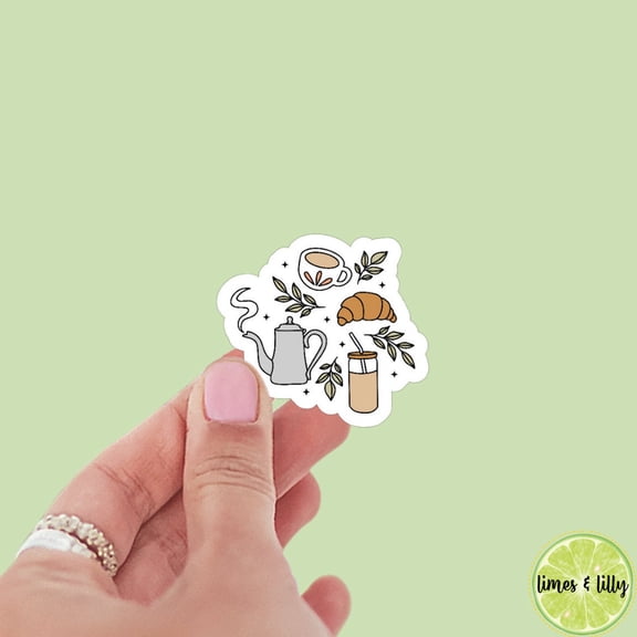 Cafe Iced Coffee Croissant Pastries Bookish Sticker