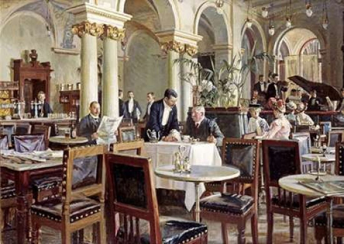 Cafe In Copenhagen Canvas Art - Frants Henningsen (20 x 28)