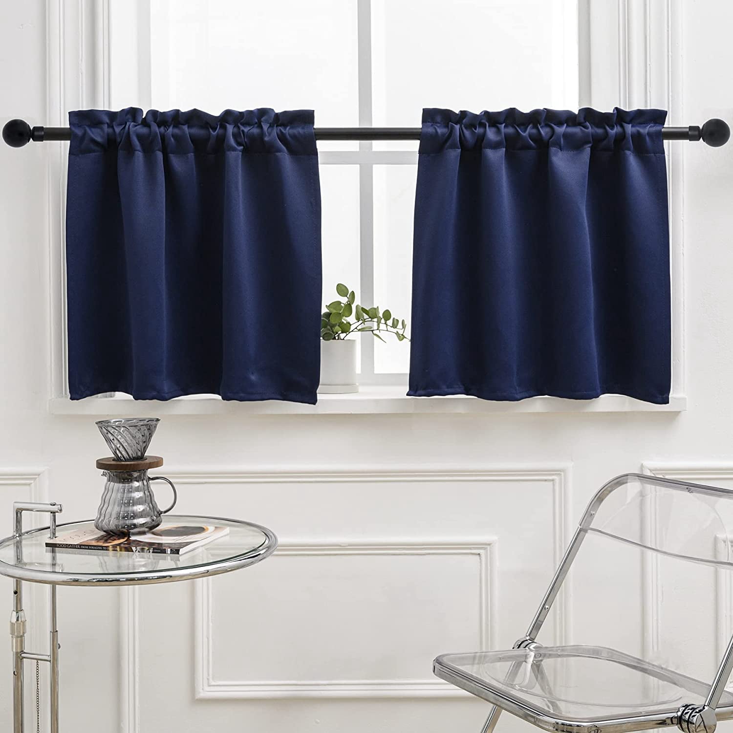 Cafe Kitchen Curtains 36 Inches Long 2 Panels, Blackout Tier Curtains ...