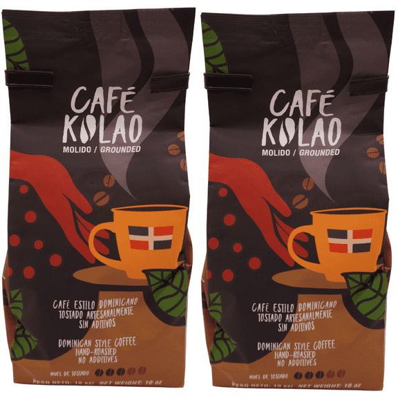 Cafe Kolao Hand-Roasted Ground Dominican Style Coffee - 10 Ounces - 2 Pack