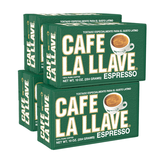Cafe La Llave Dark Roast Ground Espresso Coffee, 10 oz Bricks (Pack of 4) Cuban Style, Bold & Rich Flavor, for Espresso, Moka Pot & Drip