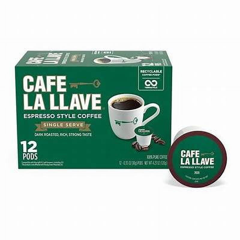 Cafe La Llave, Dark Roasted Espresso, Style K-Cup Capsules, 4.23 oz, 12 Count