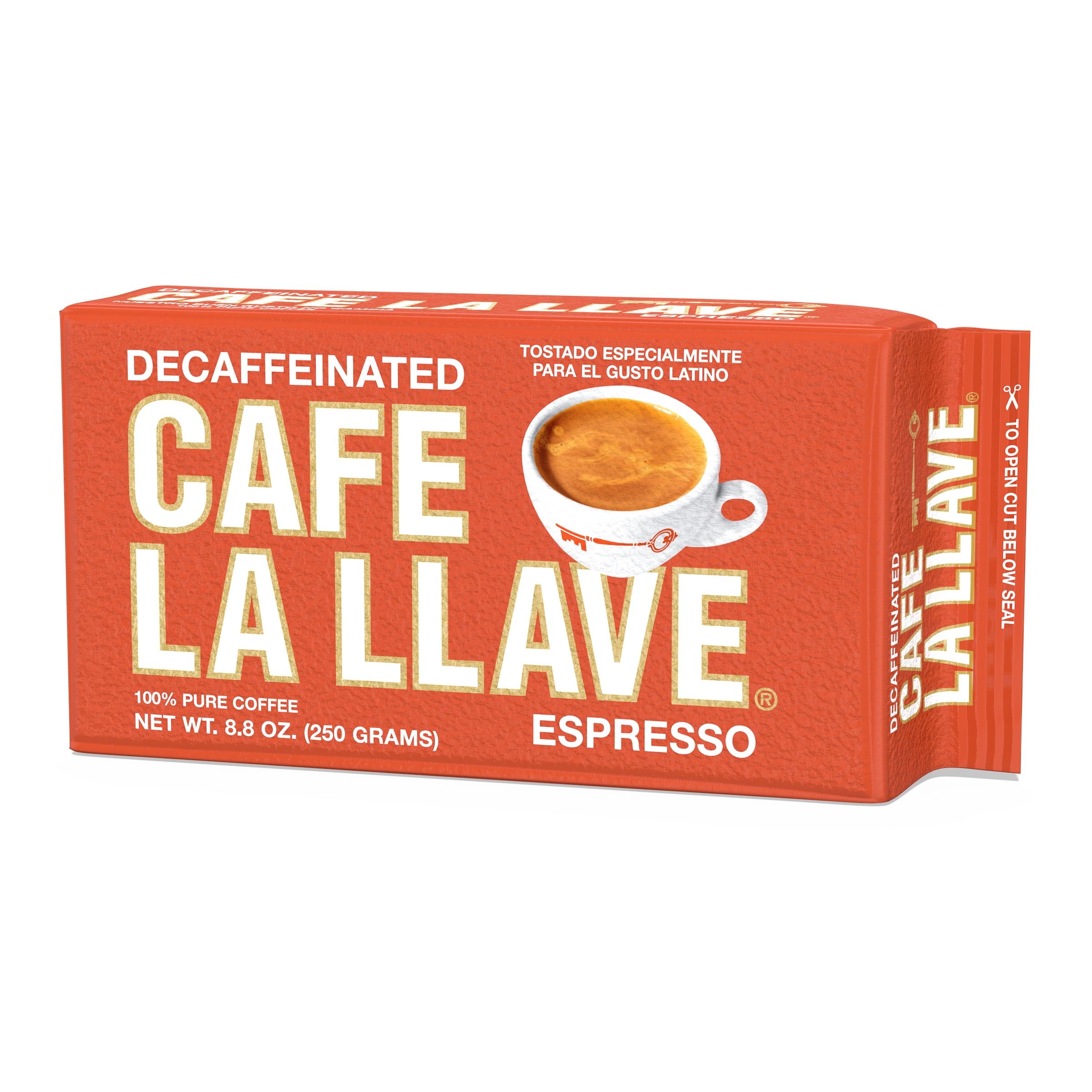 Cafe La Llave Decaf Dark Roast Espresso Ground Cuban Coffee, 8.8 oz -Rich and Bold - Premium Arabica Beans