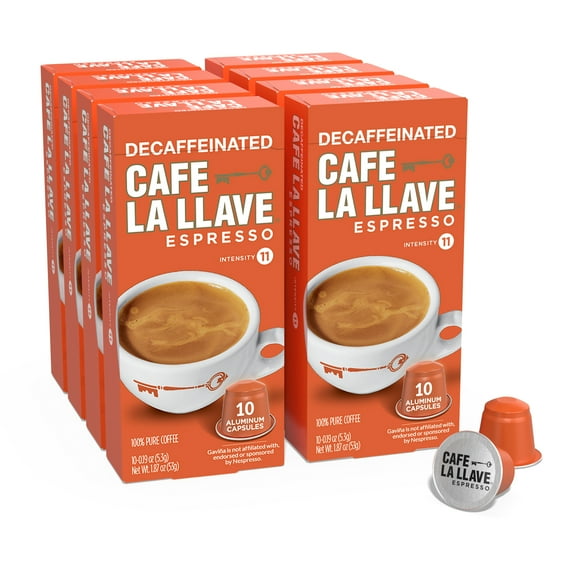 Cafe La Llave Decaf Espresso Pods: 80 Dark Roast Latin-Style Coffee Capsules, Intensity 11