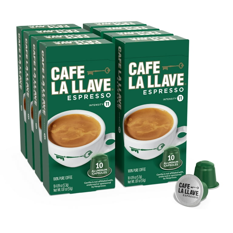 Café La Llave Espresso Coffee Capsules, Recyclable Aluminum Pods