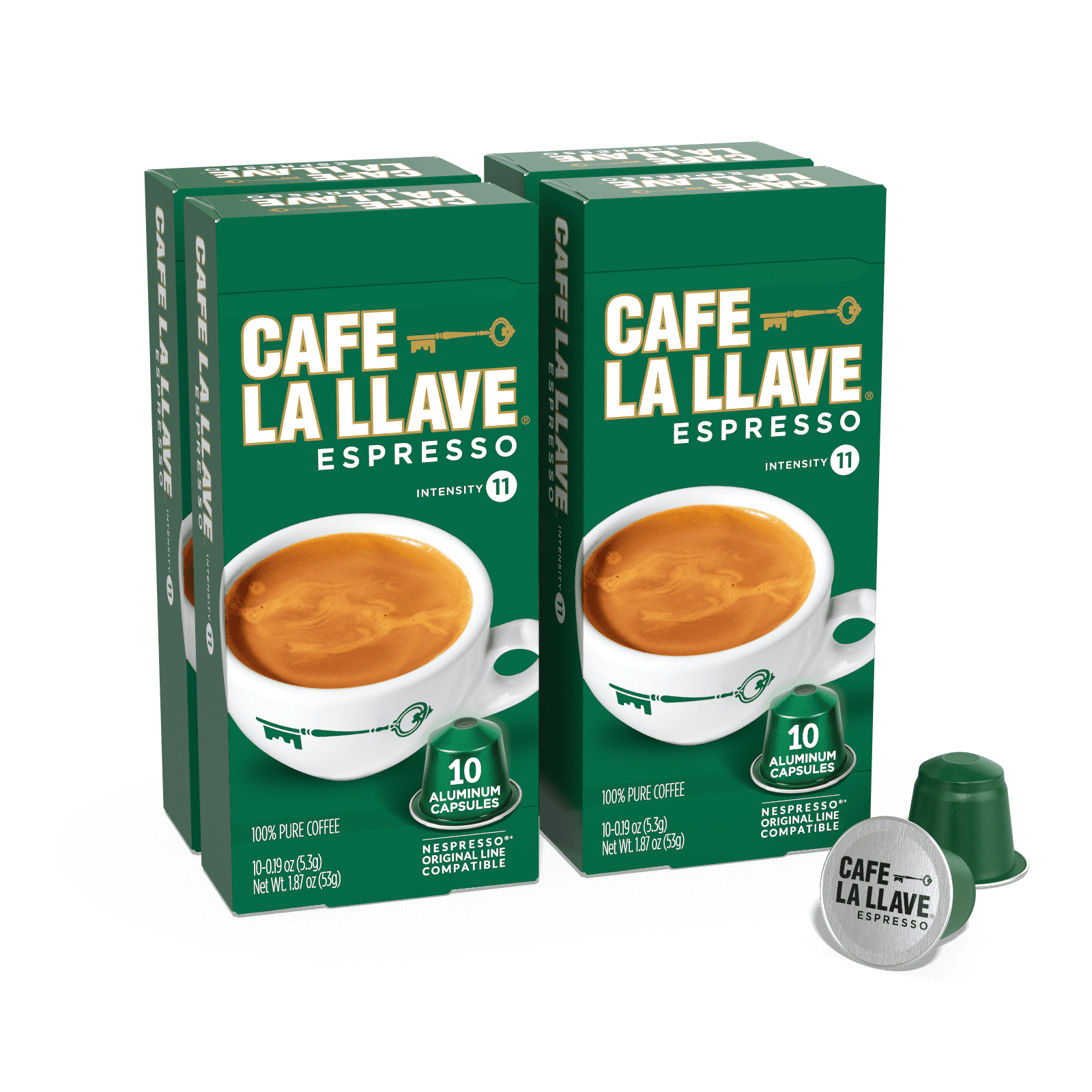 Cafe La Llave Espresso Capsules, Dark Roast, 40 Ct, Compatible with Nespresso