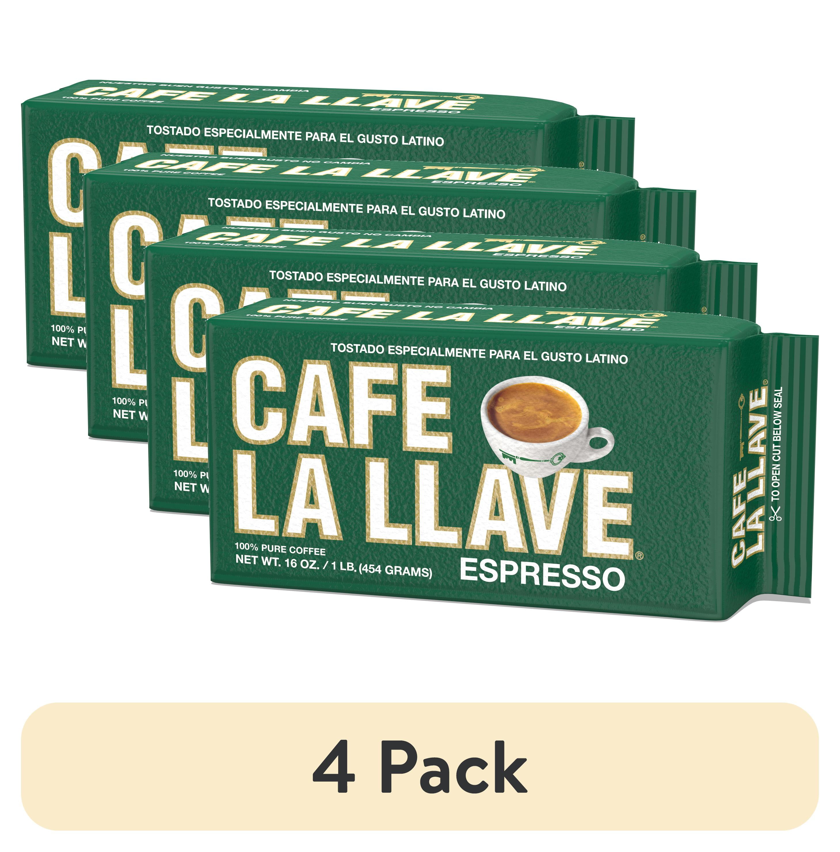 (4 pack) Cafe La Llave Espresso Dark Roast Ground Coffee, 16 Oz