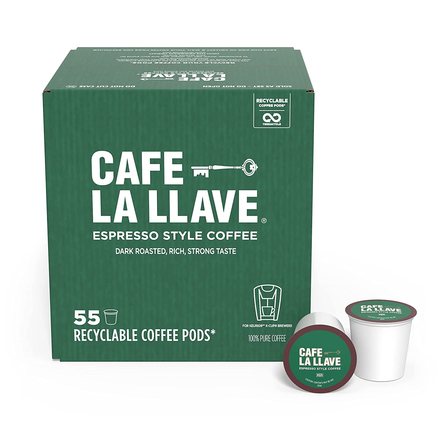 Caf La Llave Espresso Single Serve Coffee Pods, Dark Roast, 55ct