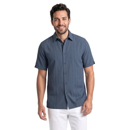 Cafe Luna Men's & Big Men's Geo Panel Print Short Sleeve Button Down Shirt, Sizes S-5XL