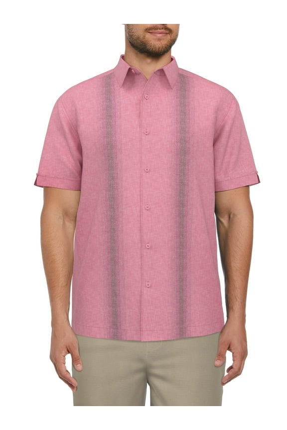 Men’s Crosshatch Gradient Print Panel Short Sleeve Shirt, up to Size 5XL