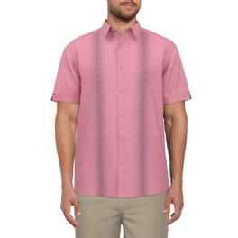 Cafe Luna Men's Crossed one Pocket Solid Print Short Sleeve