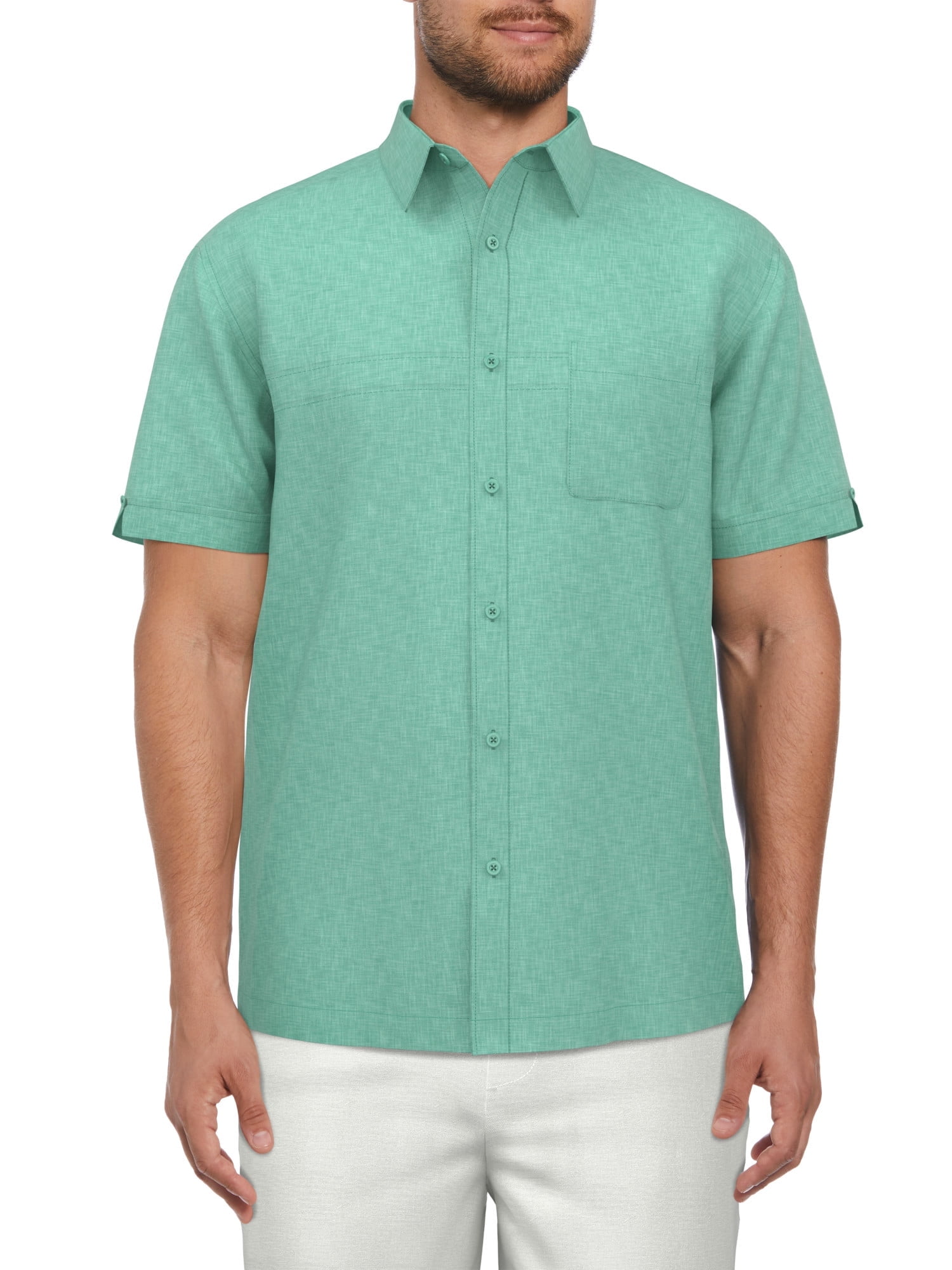 Cafe Luna Men’s and Big Men’s Crosshatch Print Short Sleeve Shirt, Sizes S-5XL