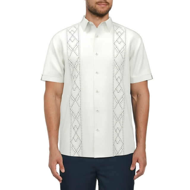 Cafe Luna Men's Geo Print Short Sleeve Shirt, up to Size 5XL