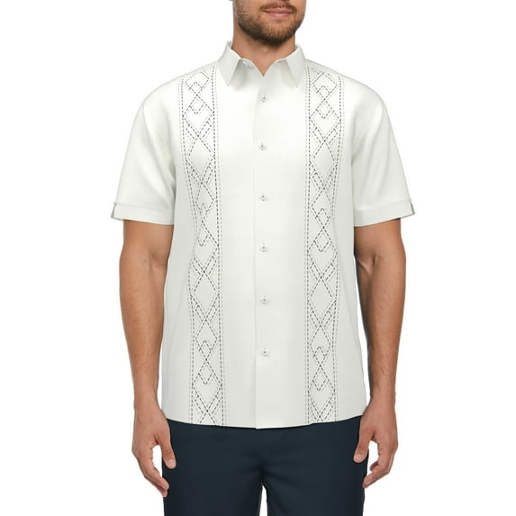 Cafe Luna Men's Geo Print Short Sleeve Shirt, up to Size 5XL