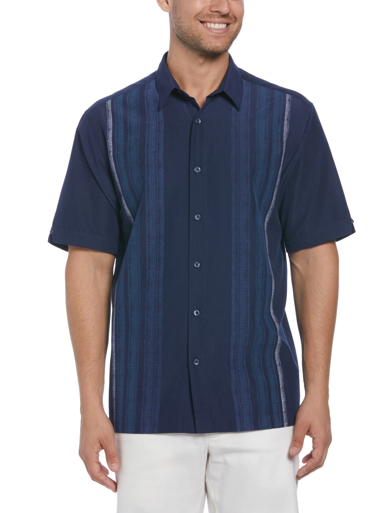 Cafe Luna Men's Gradient Print Panel Short Sleeve Shirt