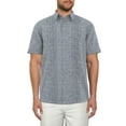 thumbnail image 1 of Cafe Luna Men’s Linen Blend Crossed Geo Print Panel Short Sleeve Shirt, up to Size 5XL, 1 of 3