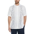 thumbnail image 1 of Cafe Luna Men's Linen Blend Leaf Print Panel Short Sleeve Shirt, 1 of 3