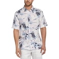 thumbnail image 1 of Cafe Luna Men's Linen Blend Tropical Print Short Sleeve Shirt, 1 of 3