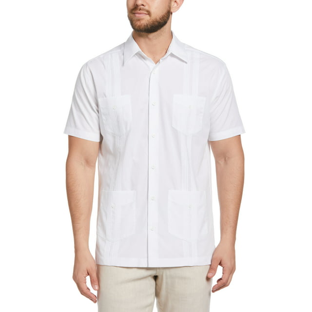 Cafe Luna Men's Short Sleeve Guayabera Woven Shirt - Walmart.com