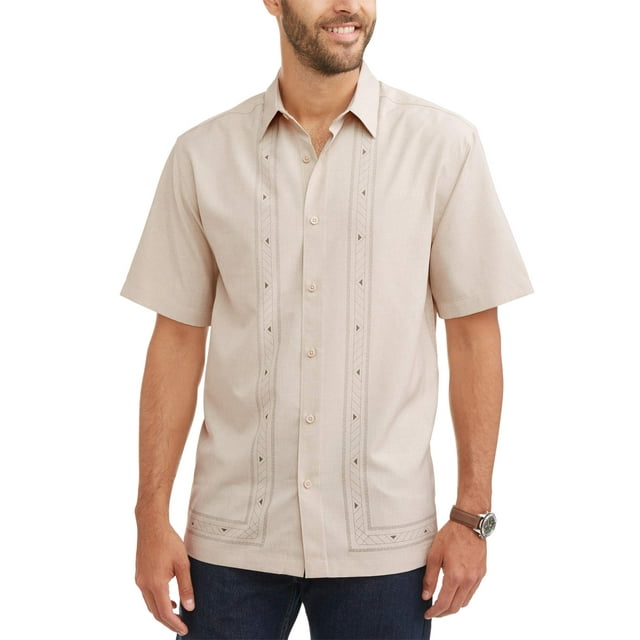 Cafe Luna Men's Short Sleeve L Shape Panel Woven Shirt - Walmart.com