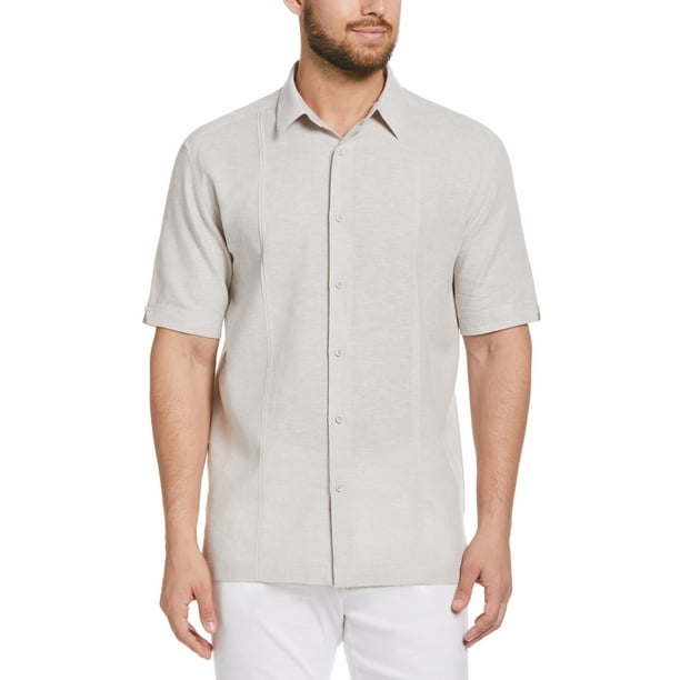 Cafe Luna Men's Short Sleeve Linen Cotton Panel Woven Shirt - Walmart.com