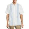 thumbnail image 1 of Cafe Luna Men's Short Sleeve Linen Cotton Panel Woven Shirt, 1 of 6