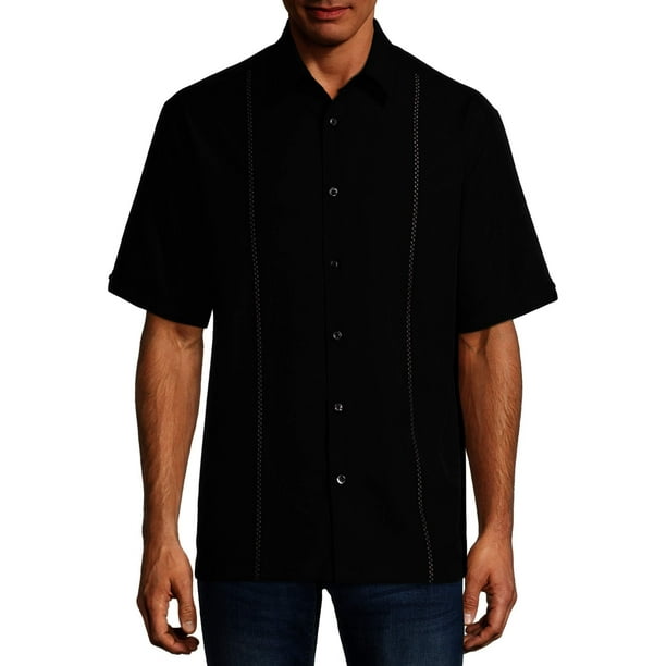 Cafe Luna Men's Short Sleeve Panel Woven Shirt - Walmart.com