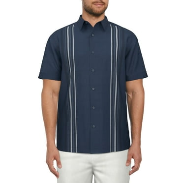 Cafe Luna Men’s Stripe Panel Short Sleeve Shirt, up to Size 5XL