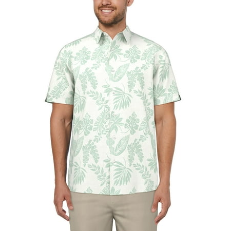 Cafe Luna Men’s Striped Tropical Print Short Sleeve Shirt