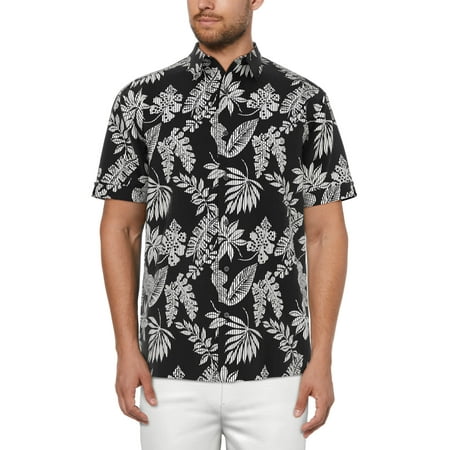 Cafe Luna Men’s Striped Tropical Print Short Sleeve Shirt