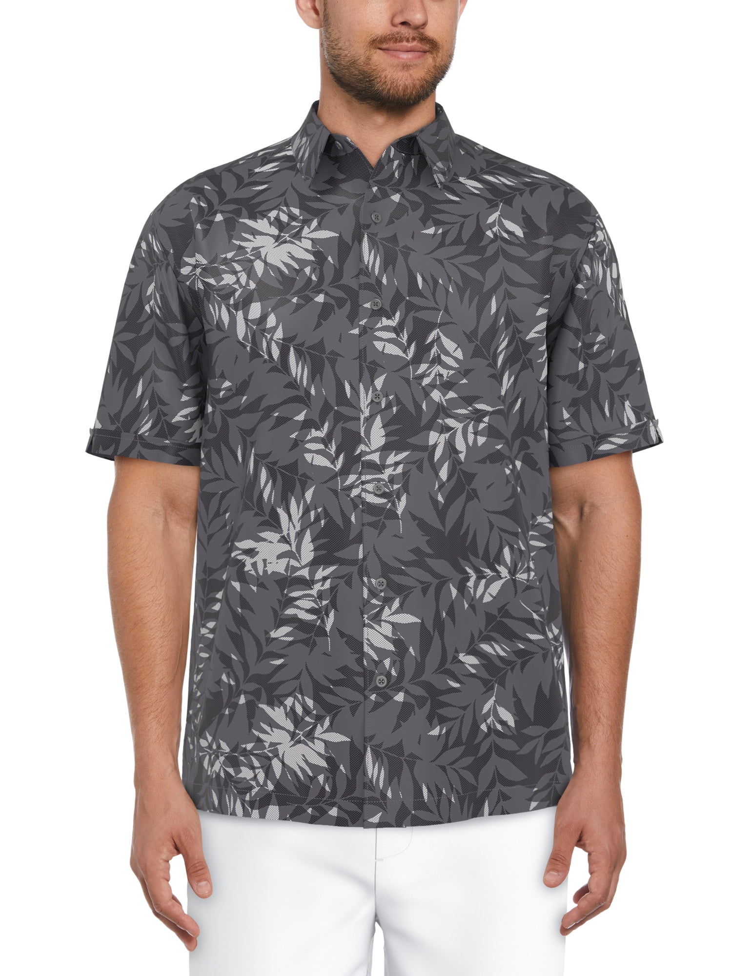 Cafe Luna Men's and Big Men's Abstract Leaves Print Short Sleeve Shirt, Sizes S-5XL