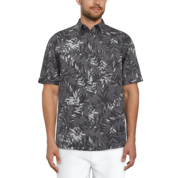 Cafe Luna Men's and Big Men's Abstract Leaves Print Short Sleeve Shirt, Sizes S-5XL