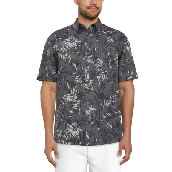 Cafe Luna Men's and Big Men's Abstract Leaves Print Short Sleeve Shirt, Sizes S-5XL