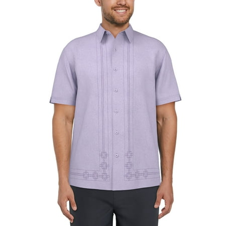Cafe Luna Men's and Big Men's Crosshatch L-Shape Print Short Sleeve Shirt, up to Size 5XL